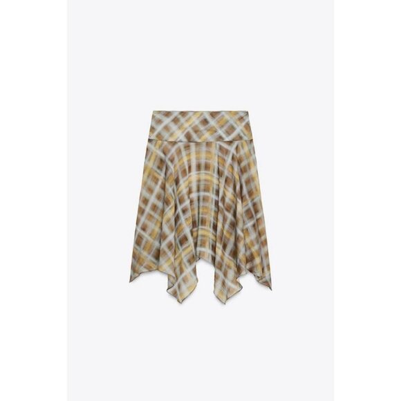 ZARA CHECK MIDI SKIRT - Picture 1 of 7
